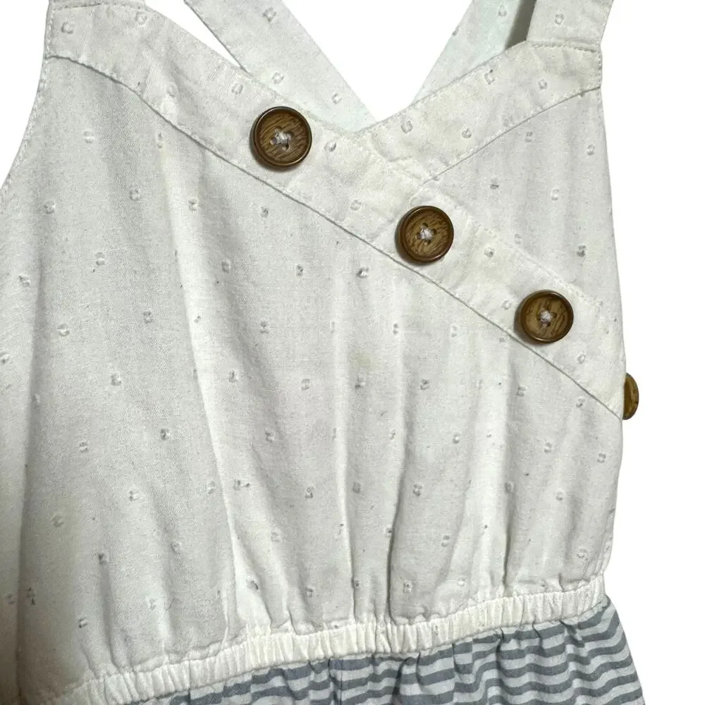Tommy Bahama Sleeveless Cotton Romper Shorts Gray White 18mo